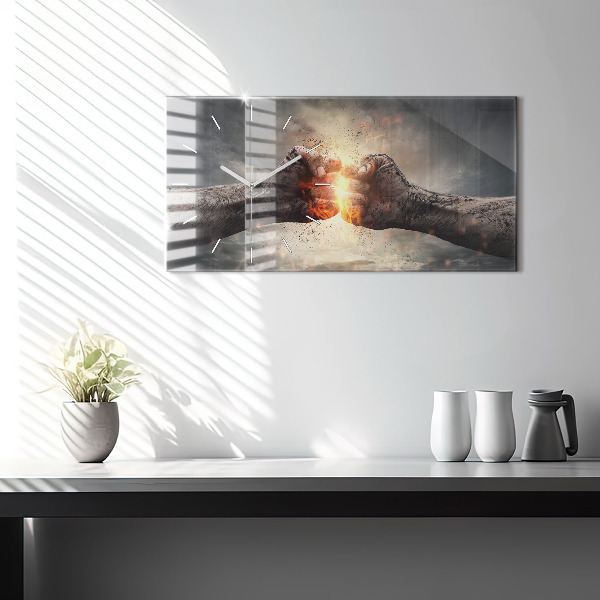 Horloge rectangulaire horizontale Force et puissance des poings