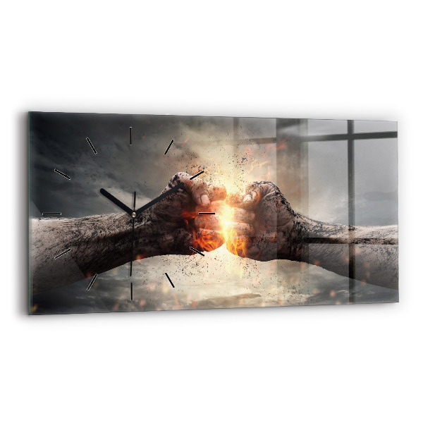 Horloge rectangulaire horizontale Force et puissance des poings