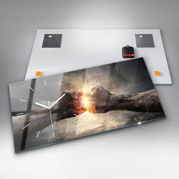 Horloge rectangulaire horizontale Force et puissance des poings