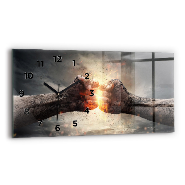 Horloge rectangulaire horizontale Force et puissance des poings