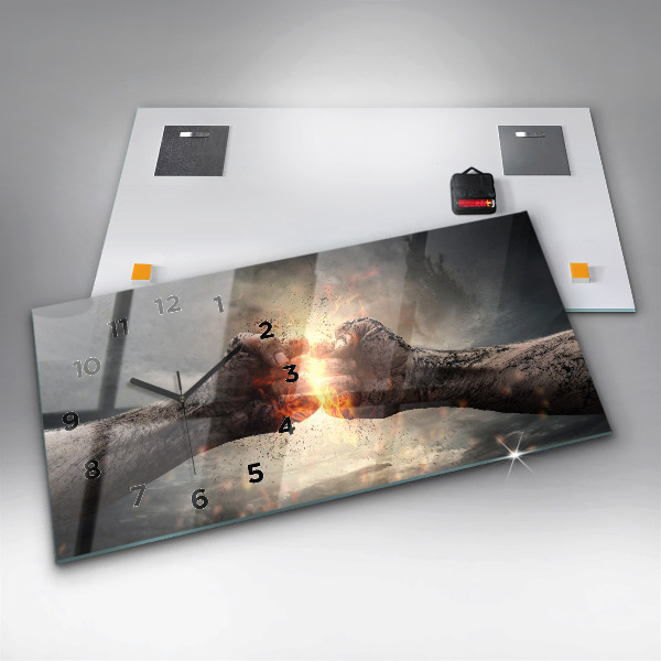 Horloge rectangulaire horizontale Force et puissance des poings