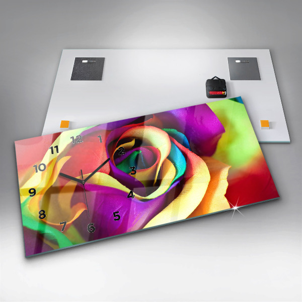 Horloge rectangulaire horizontale Rose arc-en-ciel