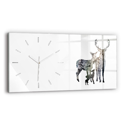 Horloge rectangulaire horizontale Famille des cerfs
