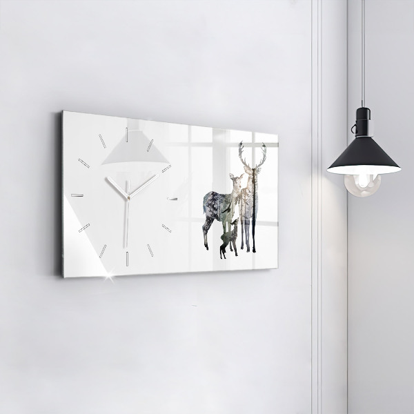 Horloge rectangulaire horizontale Famille des cerfs
