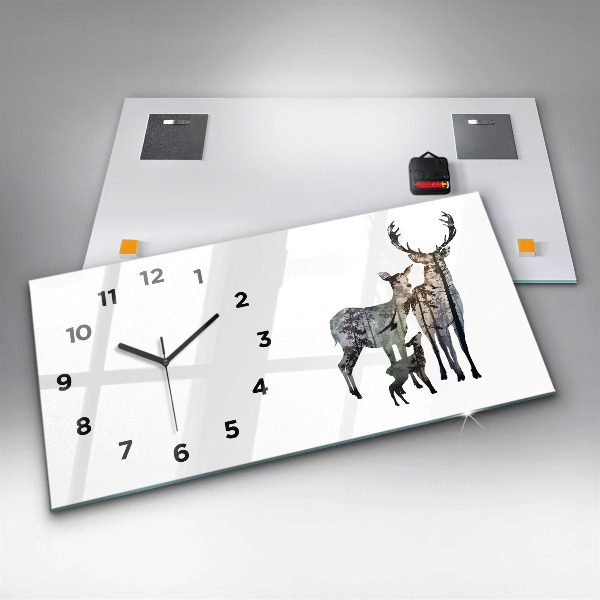 Horloge rectangulaire horizontale Famille des cerfs