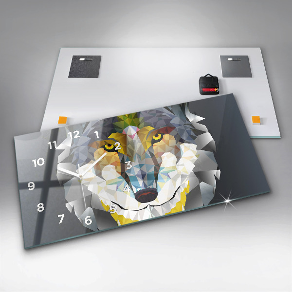 Horloge rectangulaire horizontale Tête de loup