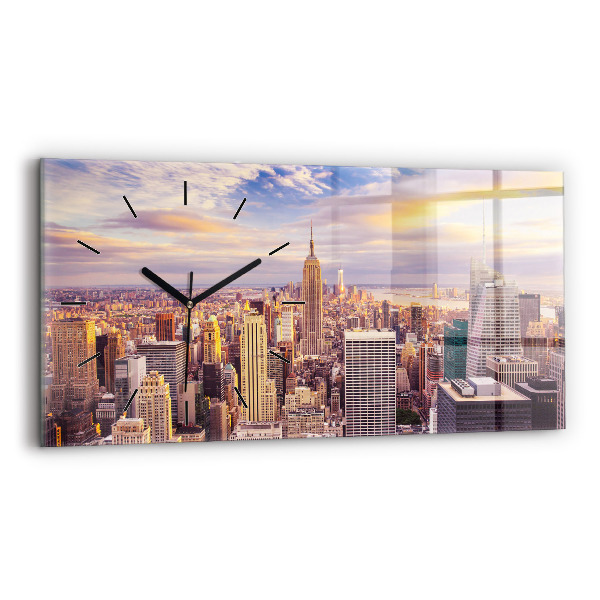 Horloge rectangulaire horizontale Coucher de soleil à New York