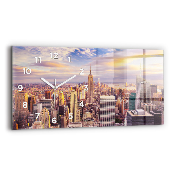 Horloge rectangulaire horizontale Coucher de soleil à New York