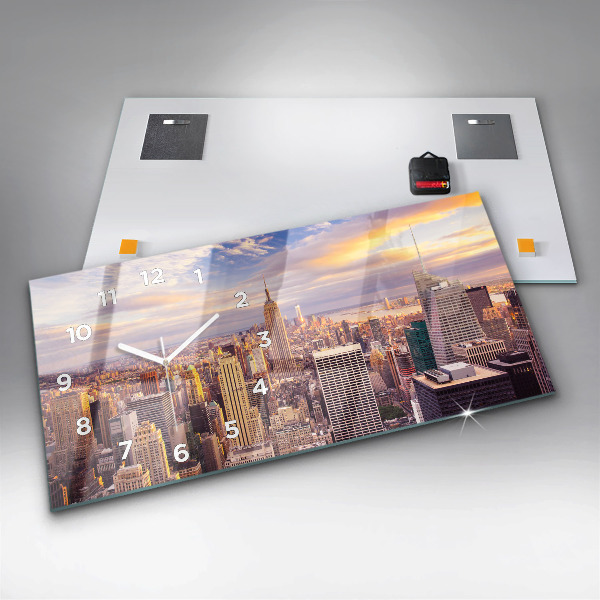 Horloge rectangulaire horizontale Coucher de soleil à New York
