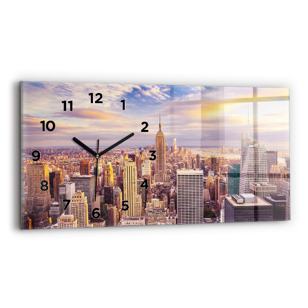 Horloge rectangulaire horizontale Coucher de soleil à New York