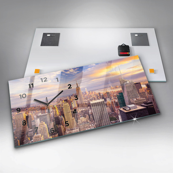 Horloge rectangulaire horizontale Coucher de soleil à New York