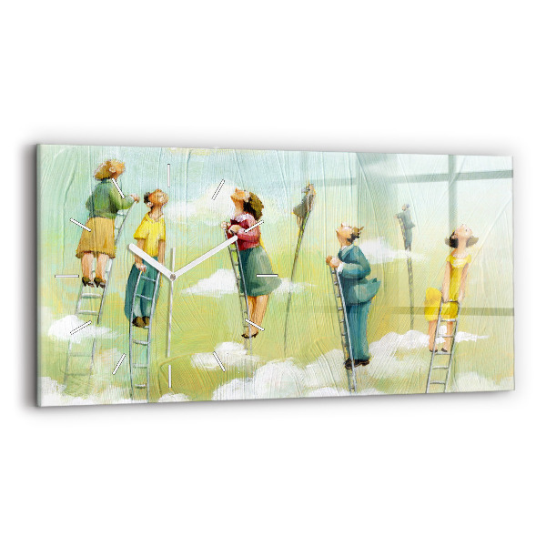 Horloge rectangulaire horizontale 'Les gens sur l''échelle'