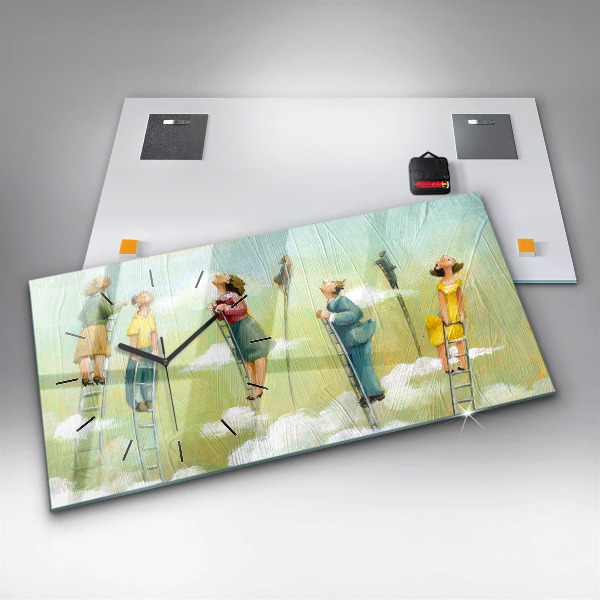 Horloge rectangulaire horizontale 'Les gens sur l''échelle'