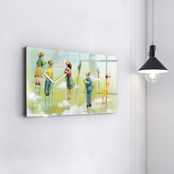 Horloge rectangulaire horizontale 'Les gens sur l''échelle'