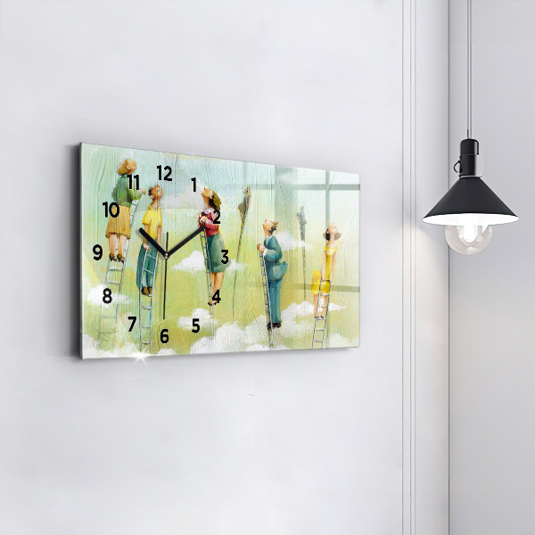Horloge rectangulaire horizontale 'Les gens sur l''échelle'