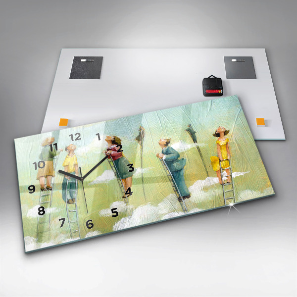 Horloge rectangulaire horizontale 'Les gens sur l''échelle'