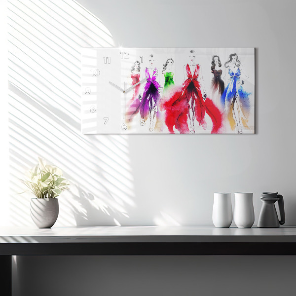 Horloge rectangulaire horizontale Femmes en robes colorées
