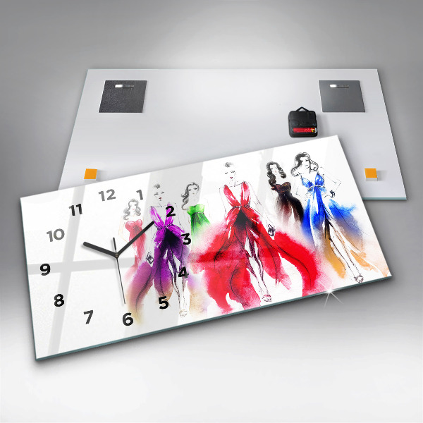Horloge rectangulaire horizontale Femmes en robes colorées