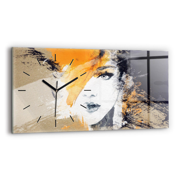 Horloge rectangulaire horizontale 'Portrait d''une femme abstrait'