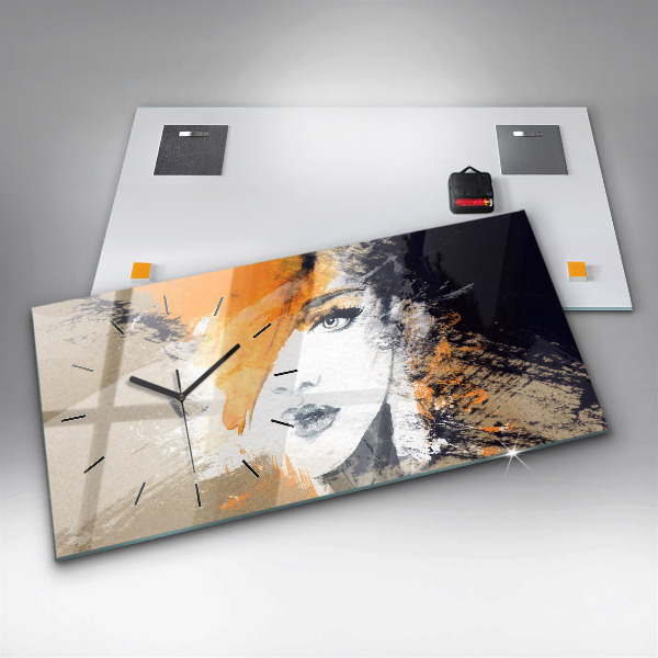 Horloge rectangulaire horizontale 'Portrait d''une femme abstrait'