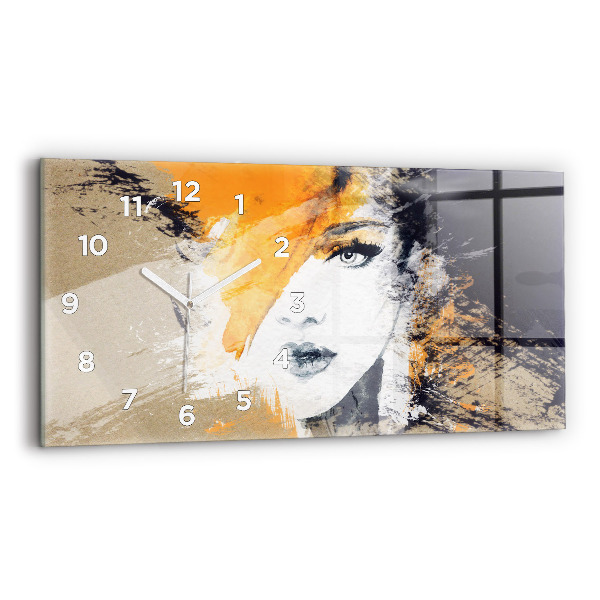 Horloge rectangulaire horizontale 'Portrait d''une femme abstrait'