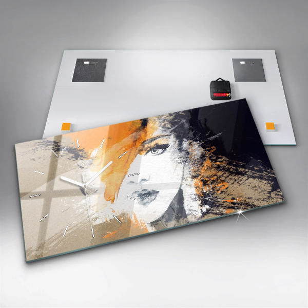 Horloge rectangulaire horizontale 'Portrait d''une femme abstrait'
