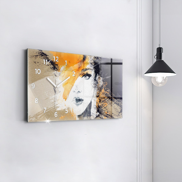 Horloge rectangulaire horizontale 'Portrait d''une femme abstrait'