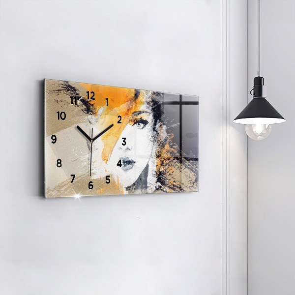 Horloge rectangulaire horizontale 'Portrait d''une femme abstrait'