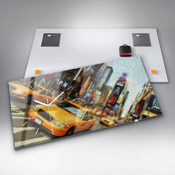 Horloge rectangulaire horizontale Les taxis de New York