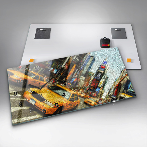 Horloge rectangulaire horizontale Les taxis de New York
