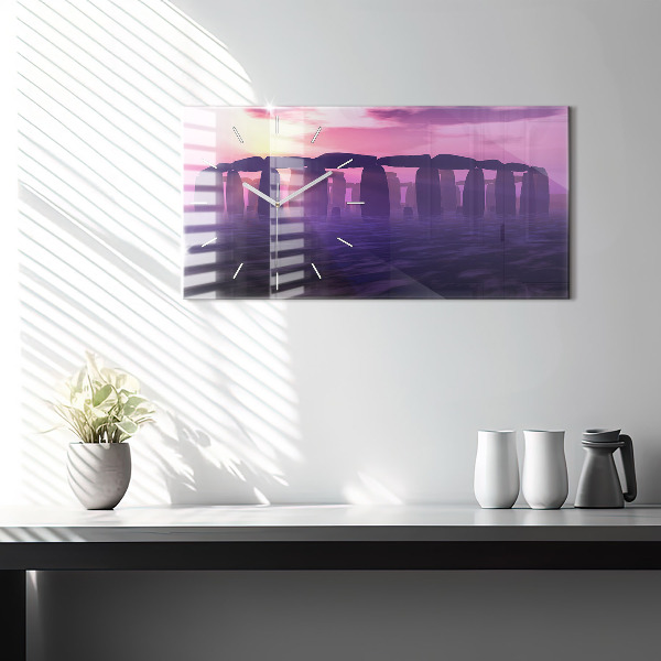 Horloge rectangulaire horizontale Coucher de soleil à Stonehenge