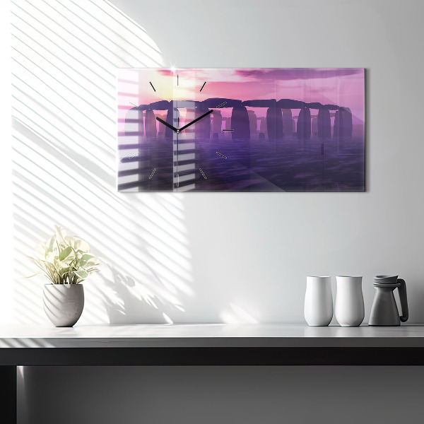 Horloge rectangulaire horizontale Coucher de soleil à Stonehenge