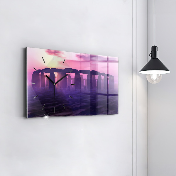 Horloge rectangulaire horizontale Coucher de soleil à Stonehenge