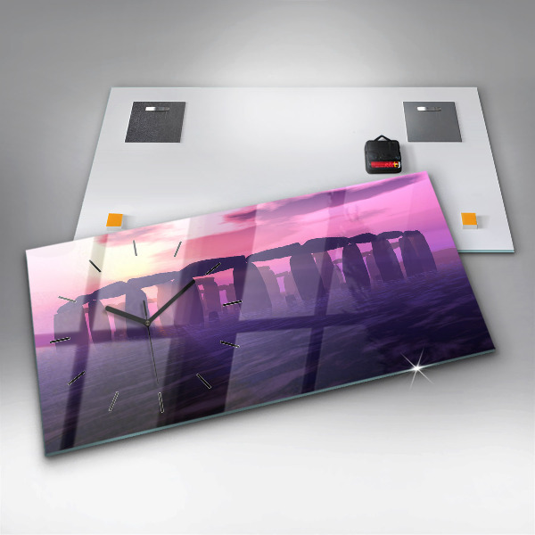 Horloge rectangulaire horizontale Coucher de soleil à Stonehenge