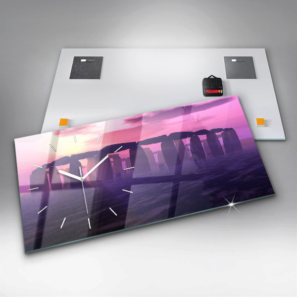 Horloge rectangulaire horizontale Coucher de soleil à Stonehenge