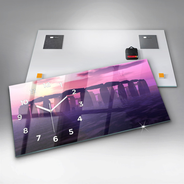 Horloge rectangulaire horizontale Coucher de soleil à Stonehenge