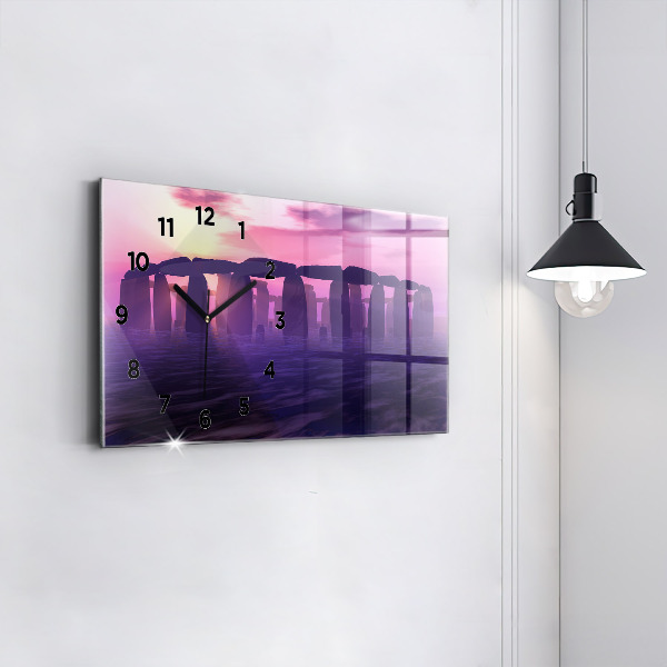 Horloge rectangulaire horizontale Coucher de soleil à Stonehenge