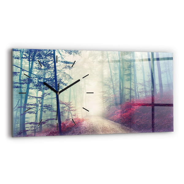 Horloge rectangulaire horizontale 'Route d''automne Forêt Brouillard'
