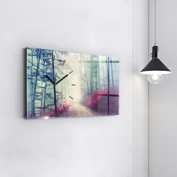 Horloge rectangulaire horizontale 'Route d''automne Forêt Brouillard'