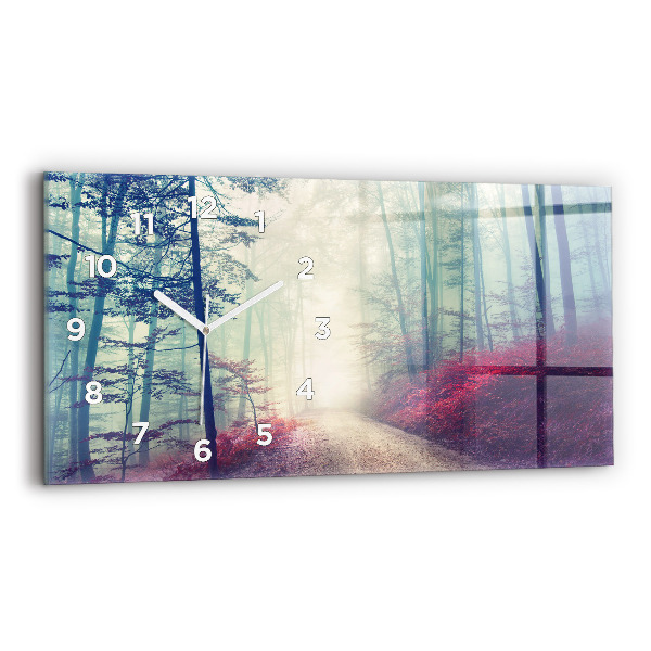 Horloge rectangulaire horizontale 'Route d''automne Forêt Brouillard'