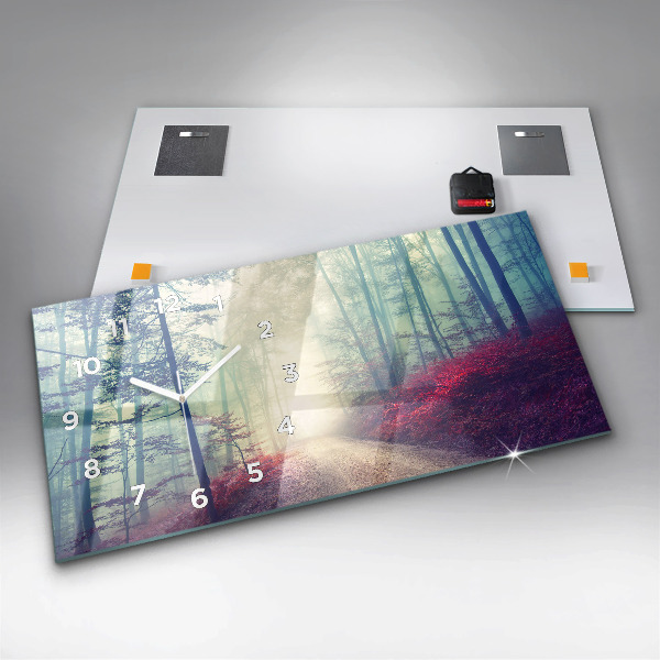 Horloge rectangulaire horizontale 'Route d''automne Forêt Brouillard'