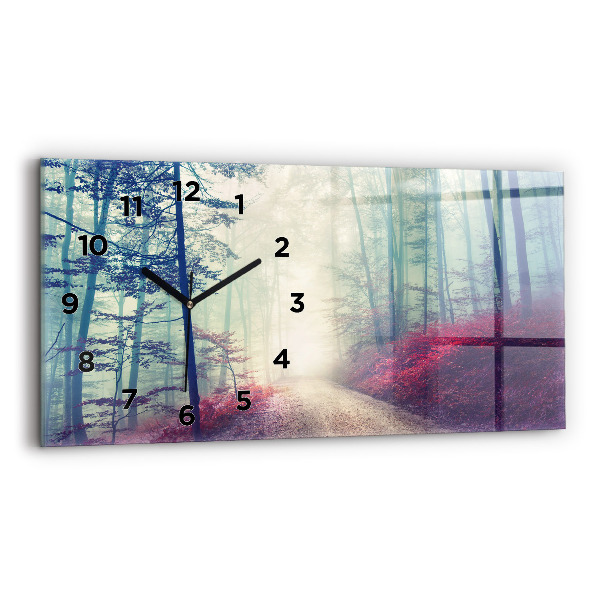 Horloge rectangulaire horizontale 'Route d''automne Forêt Brouillard'