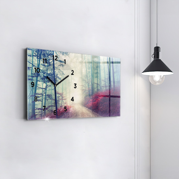 Horloge rectangulaire horizontale 'Route d''automne Forêt Brouillard'