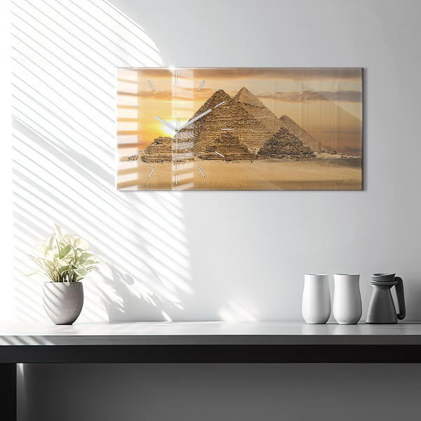 Horloge rectangulaire horizontale Pyramides et coucher de soleil
