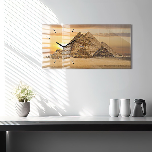 Horloge rectangulaire horizontale Pyramides et coucher de soleil