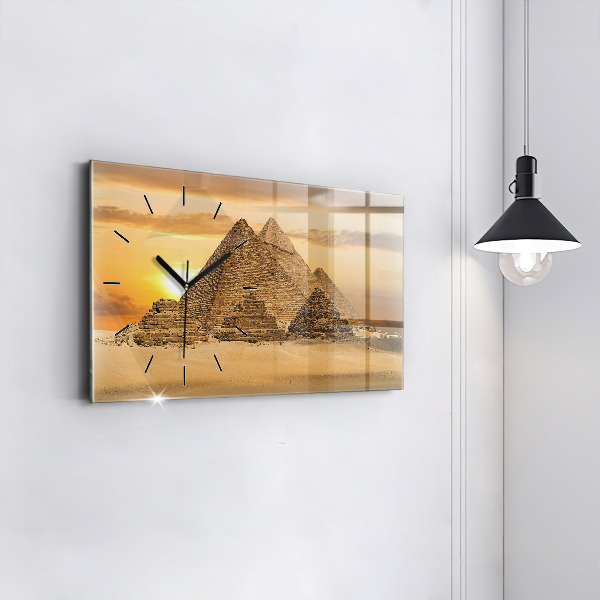 Horloge rectangulaire horizontale Pyramides et coucher de soleil