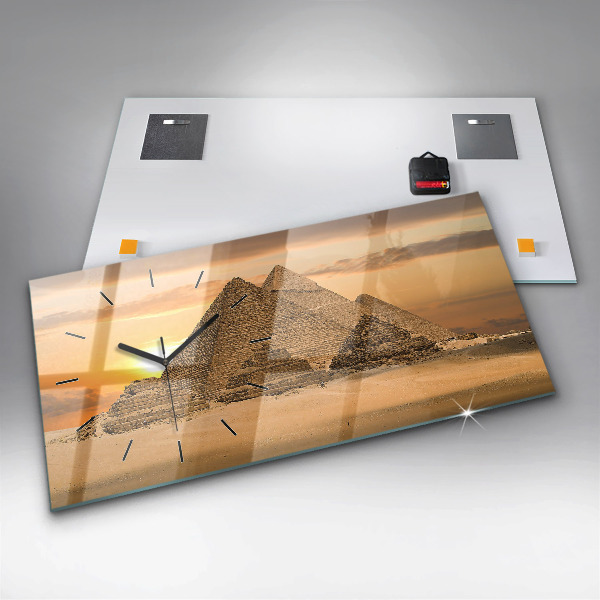 Horloge rectangulaire horizontale Pyramides et coucher de soleil