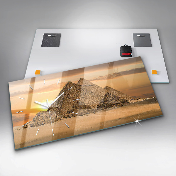 Horloge rectangulaire horizontale Pyramides et coucher de soleil