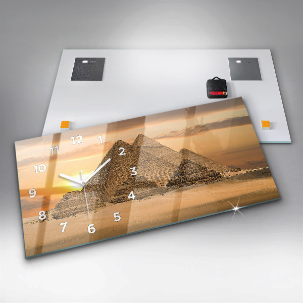 Horloge rectangulaire horizontale Pyramides et coucher de soleil