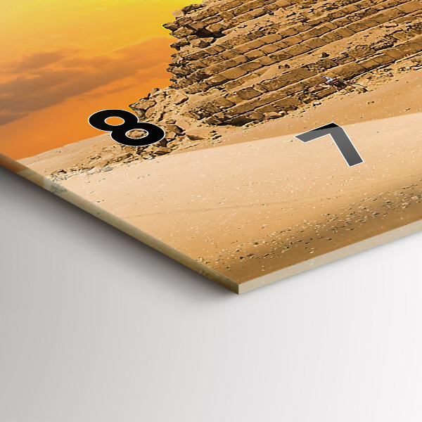 Horloge rectangulaire horizontale Pyramides et coucher de soleil